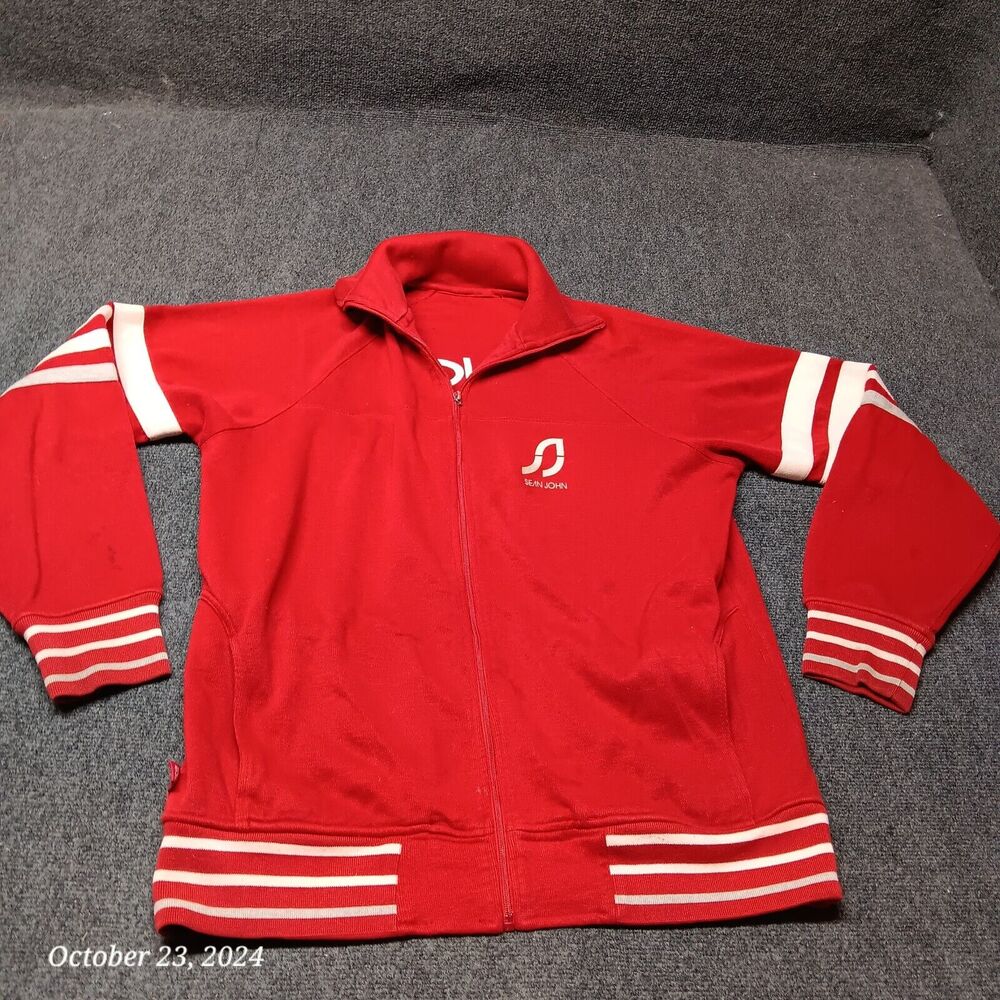 ** Vintage Sean John Track Jacket Adult Large Red White Puff Daddy‎ P Diddy